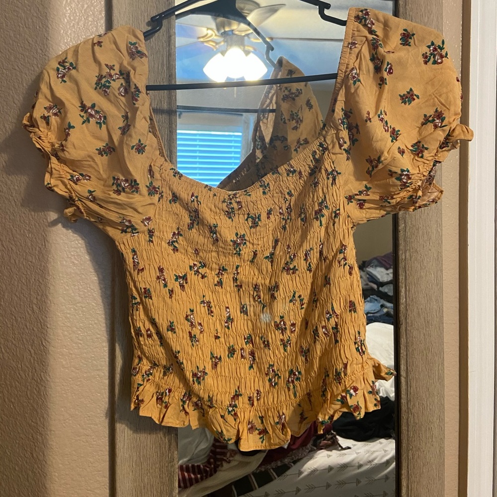 yellow off the shoulder top